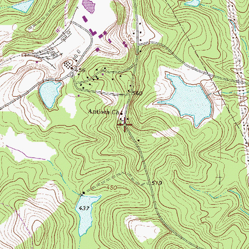 Topographic Map of Antioch Cemetery, GA