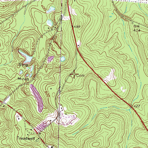 Topographic Map of Burkett Cemetery, GA