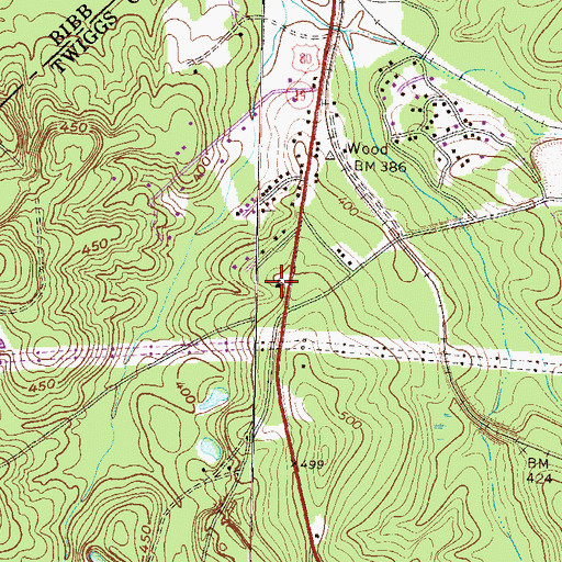Topographic Map of Dry Branch Church, GA