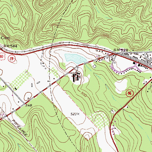 Topographic Map of Jeffersonville Elementary School, GA