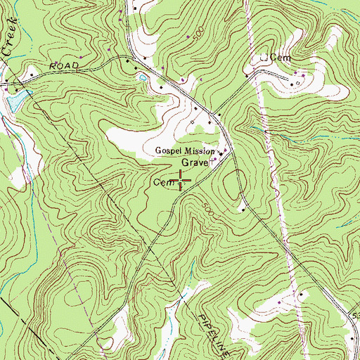 Topographic Map of Kitchens Cemetery, GA