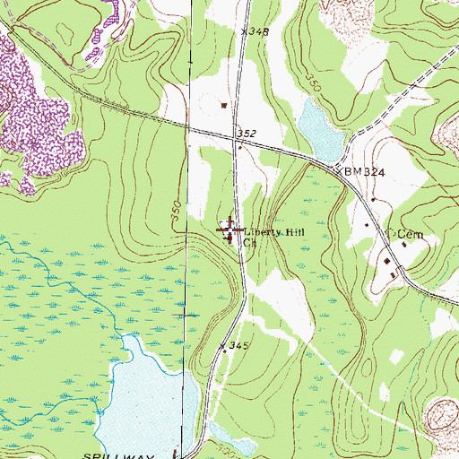 Topographic Map of Liberty Hill Cemetery, GA