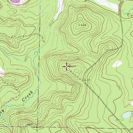 Topographic Map of Mercer Cemetery, GA