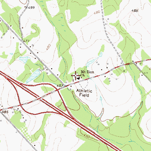 Topographic Map of Mount Zion Cemetery, GA