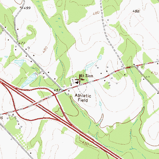 Topographic Map of Mount Zion School (historical), GA