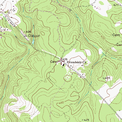 Topographic Map of Pearce Cemetery, GA