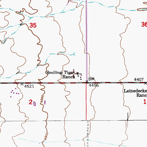 Topographic Map of Smiling Tiger Ranch, AZ