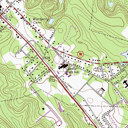 Topographic Map of Twiggs County High School, GA