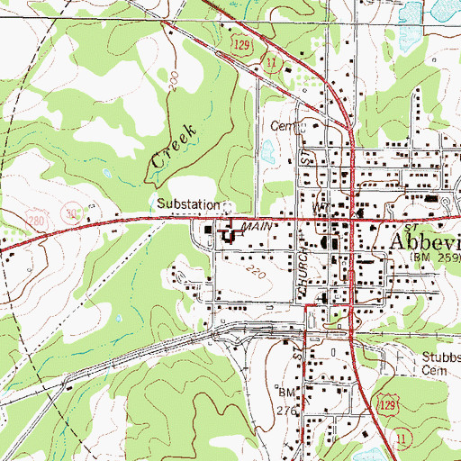 Topographic Map of Abbeville Elementary School, GA