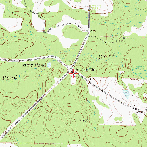 Topographic Map of Antioch Cemetery, GA