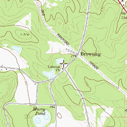 Topographic Map of Lebanon Cemetery, GA