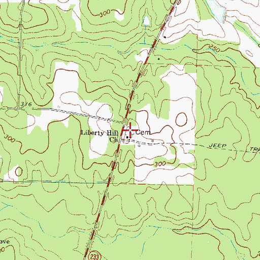 Topographic Map of Liberty Hill Cemetery, GA