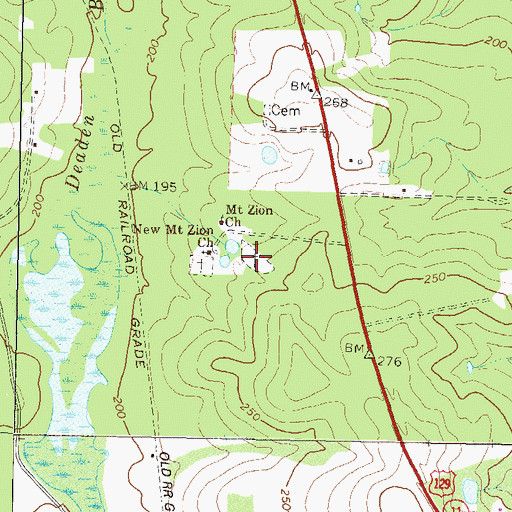 Topographic Map of Mount Zion Cemetery, GA