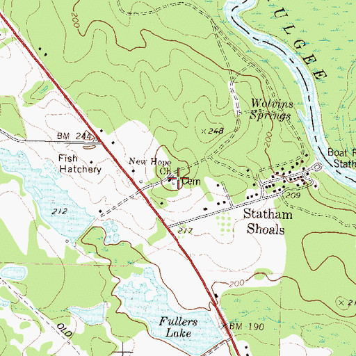 Topographic Map of New Hope Cemetery, GA