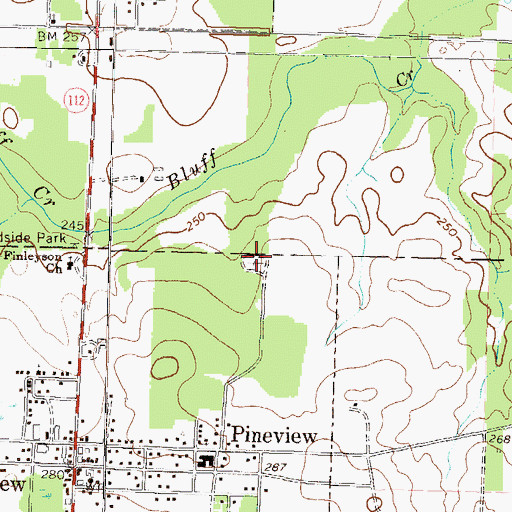 Topographic Map of Pineview Cemetery, GA