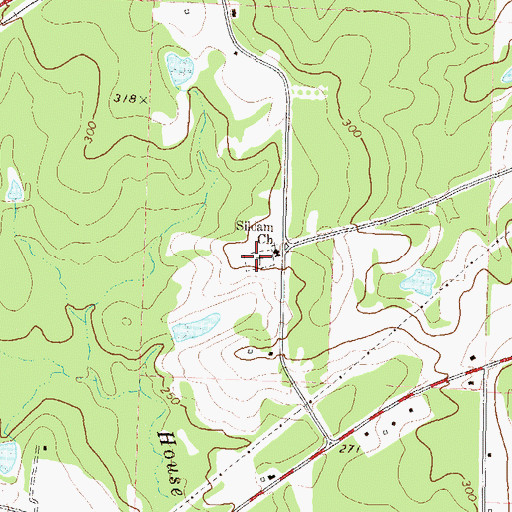 Topographic Map of Siloam Cemetery, GA