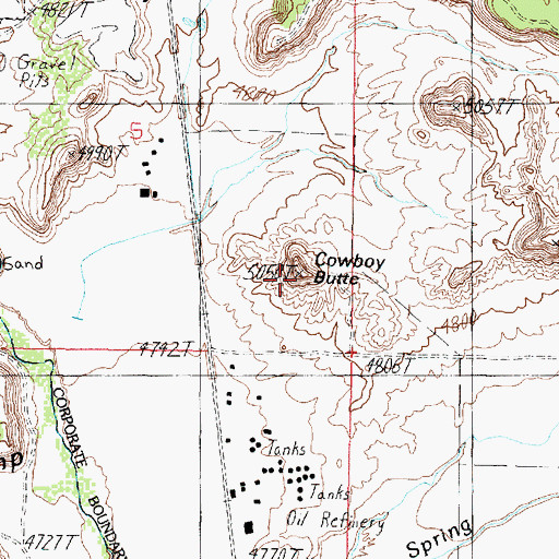 Topographic Map of Cowboy Butte, AZ