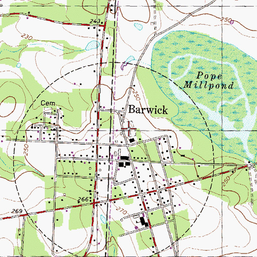 Topographic Map of Barwick City Cemetery, GA