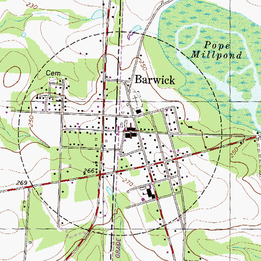 Topographic Map of Barwick Post Office, GA