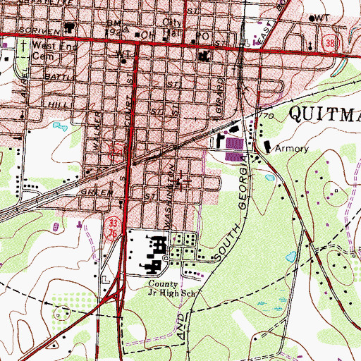 Topographic Map of Beulah Baptist Church, GA