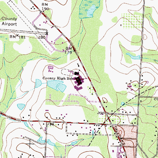 Topographic Map of Brooks County High School, GA