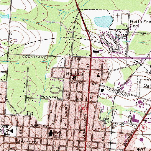 Topographic Map of Brooks County Hospital, GA