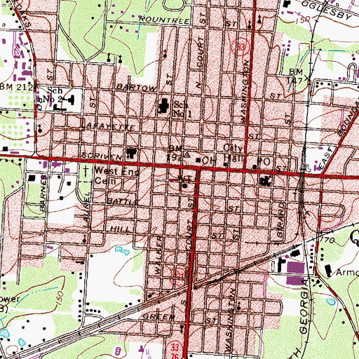 Topographic Map of Brooks County Jail, GA