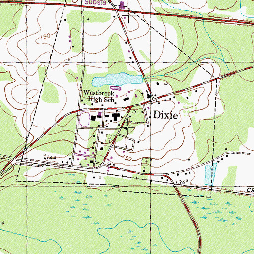 Topographic Map of Dixie Methodist Church, GA