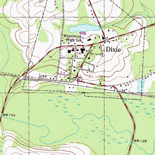 Topographic Map of Dixie Post Office, GA