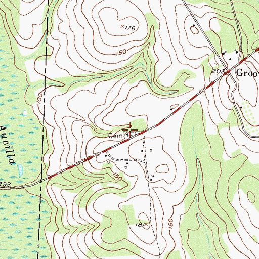 Topographic Map of Grooverville Cemetery, GA