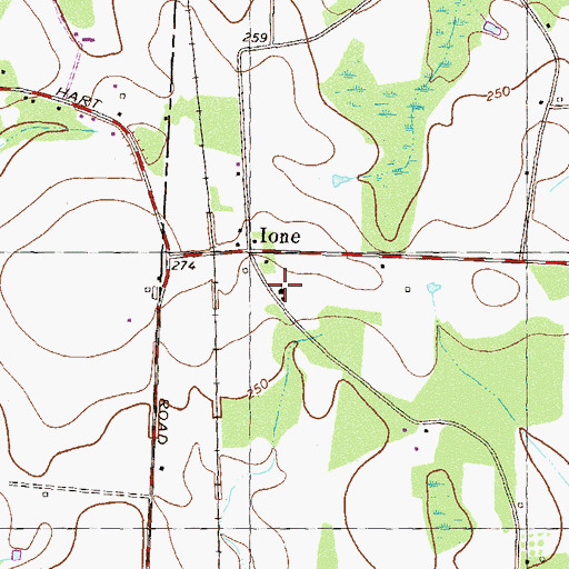Topographic Map of Ione Church, GA