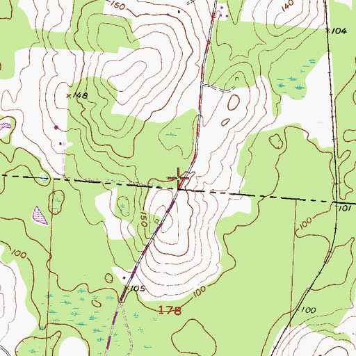Topographic Map of Johson Cemetery, GA