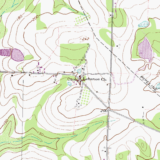 Topographic Map of Lebanon Cemetery, GA