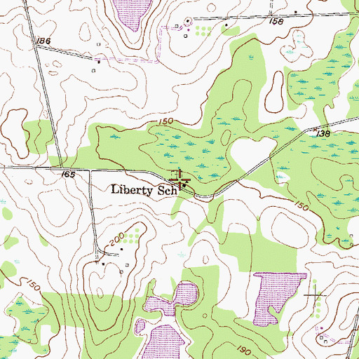 Topographic Map of Liberty Church, GA
