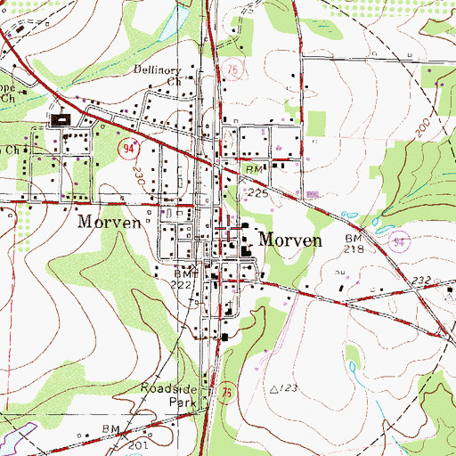 Topographic Map of Morven Post Office, GA