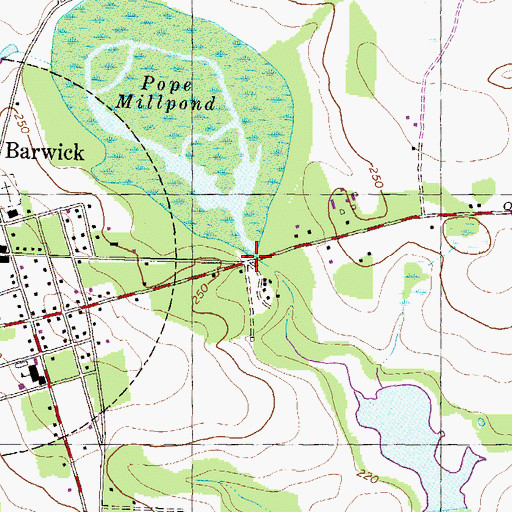 Topographic Map of Popes Mill (historical), GA