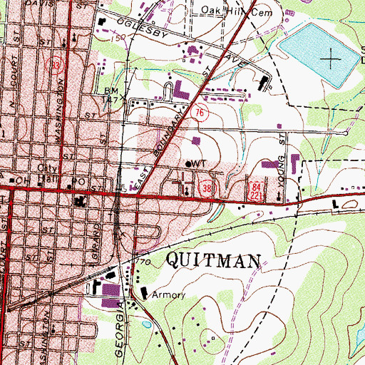 Topographic Map of Quitman City Hall, GA