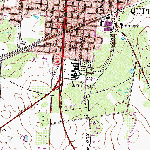 Topographic Map of Quitman Elementary School, GA