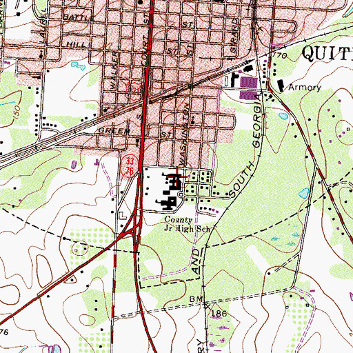 Topographic Map of Quitman Primary School, GA