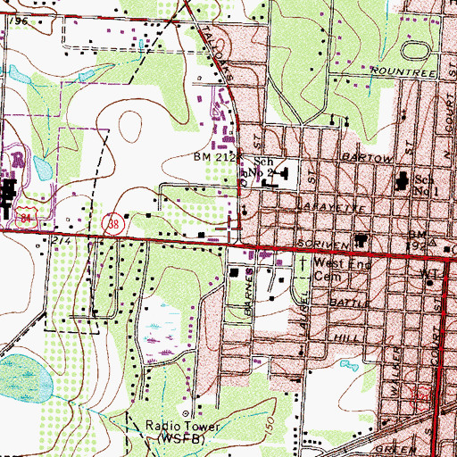 Topographic Map of Quitman Shopping Center, GA