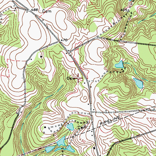 Topographic Map of Allen Cemetery, GA