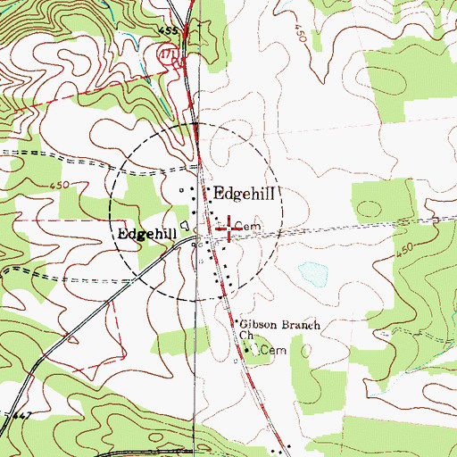 Topographic Map of Edgehill Cemetery, GA