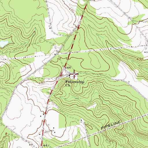 Topographic Map of Fellowship Cemetery, GA