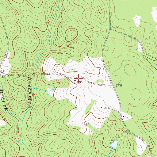 Topographic Map of George W Usry Cemetery, GA