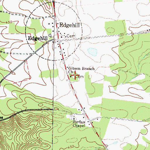 Topographic Map of Gibson Branch Cemetery, GA