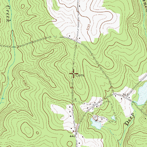 Topographic Map of Gracy Hobbs Cemetery, GA