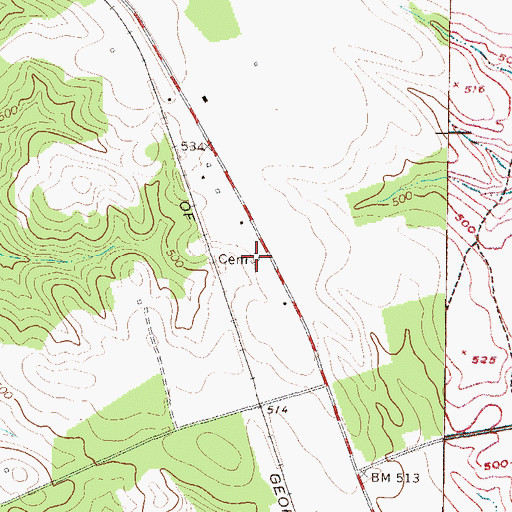 Topographic Map of Hobbs Cemetery, GA