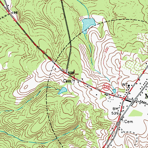 Topographic Map of Kitchens - Wilcher Cemetery, GA
