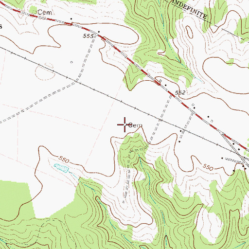 Topographic Map of Land Cemetery, GA