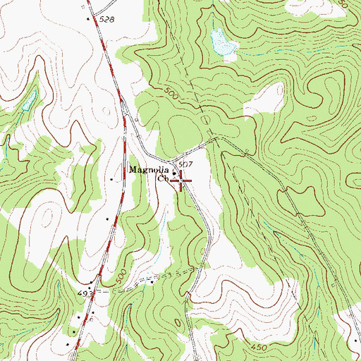 Topographic Map of Magnolia Cemetery, GA